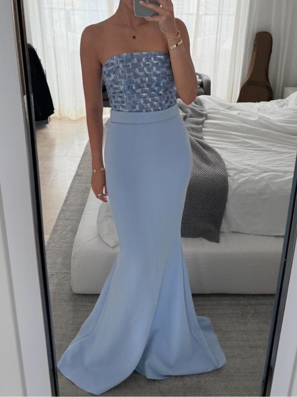 Strapless Powder Blue Mermaid Wedding Dress